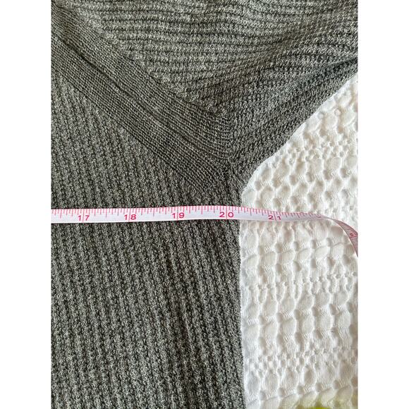 Eileen Fisher Cardigan M Gray Linen Blend Waffle Open Front Pockets Quiet Luxury - Picture 9 of 11